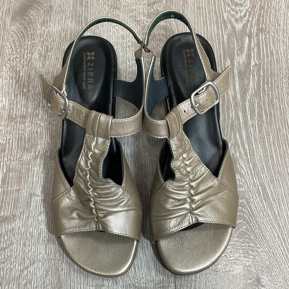 Ziera Dash Leather Ankle Strap Open Toe Heel Sandal 38 W - Picture 2 of 16